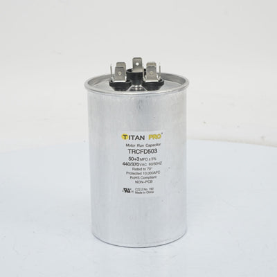 Packard TRCFD503 Titan Pro Run Capacitor 50+3 Mfd 440/370 Volt Round