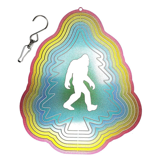 Paradise Clay SWS011 Bigfoot Redwood Tree Shape Decorative Wind Spinner, Rainbow Colored Stainless Steel