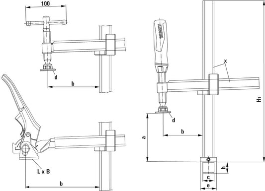 Bessey TWV28-30-17K Clamping element with variable throat depth TWV