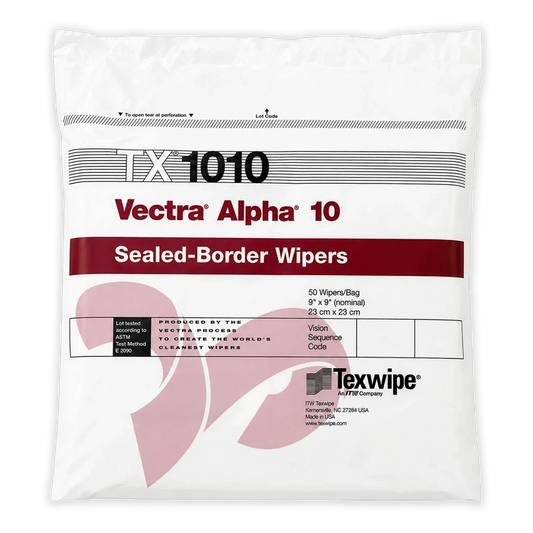 SOS Cleanroom Texwipe TX1010 Vectra Alpha10 9" x 9" Polyester Cleanroom Wiper - Bag