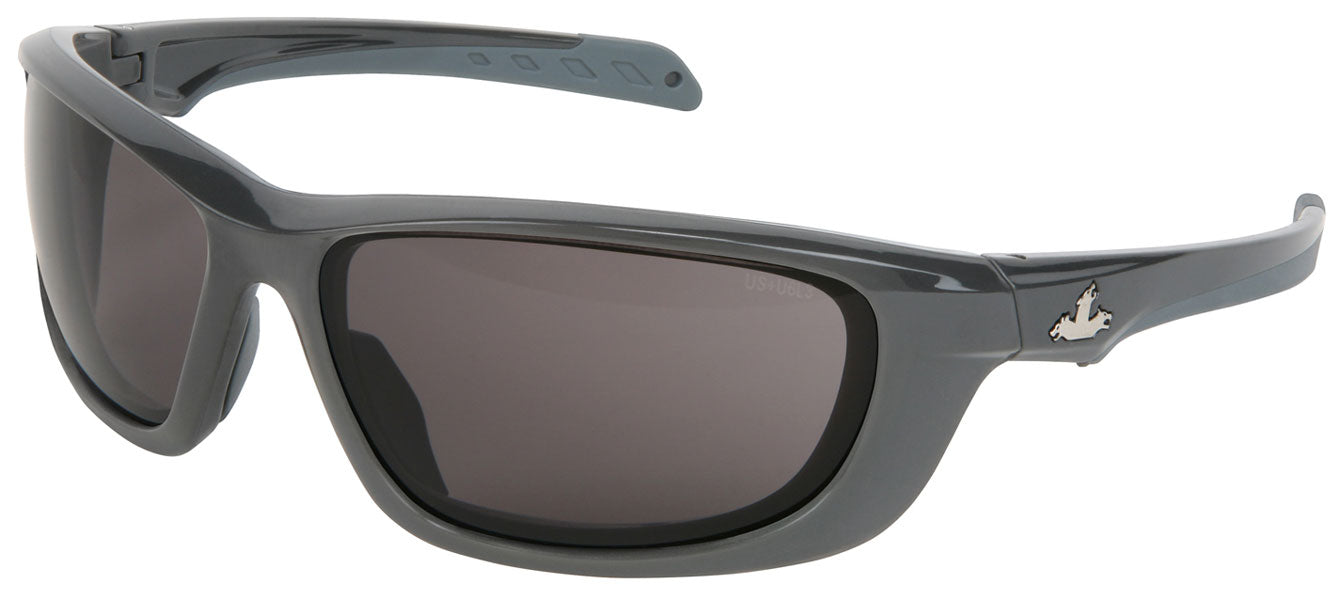 MCR Safety UD112P Swagger® UD1 Series Safety Glasses Provides Ultra Defense Ballistic Impact Protection Gray Lenses with Gun Metal Frame Color MAX3® Superior Anti-Scratch Coating Co-Injected TPR over Polycarbonate Temples (1 Pair)