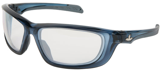 MCR Safety UD129 Swagger® UD1 Series Safety Glasses Provides Ultra Defense Ballistic Impact Protection Indoor / Outdoor Clear Mirror Lenses Crystal Dark Blue Frame Co-Injected TPR over Polycarbonate Temples (1 Pair)