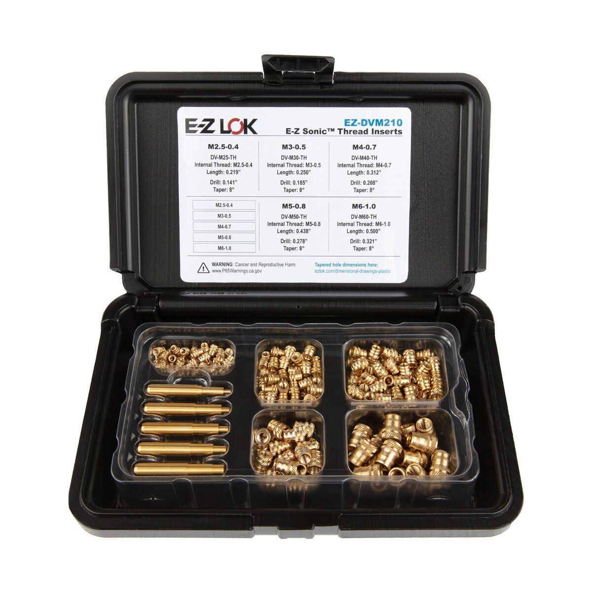 E-Z Sonic™ Threaded Insert Assortment Kit - Tapered - Double Vane - M2.5 to M6