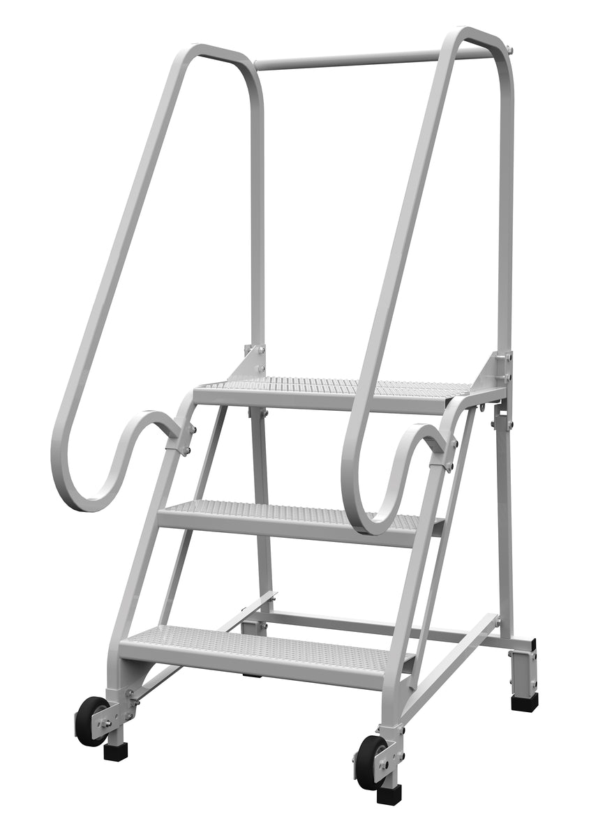 Vestil LAD-TRN-60-3-FDA 60 H Steel Tip N Roll Ladder, Grip, 3 Step, 58 deg., 3 Steps