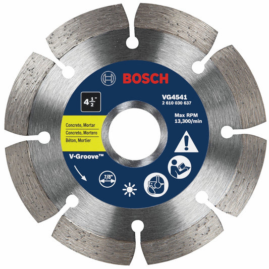 Bosch VG4541 4-1/2" X 7/8" Segmented V-Groove Diamond Blade For General Purpose