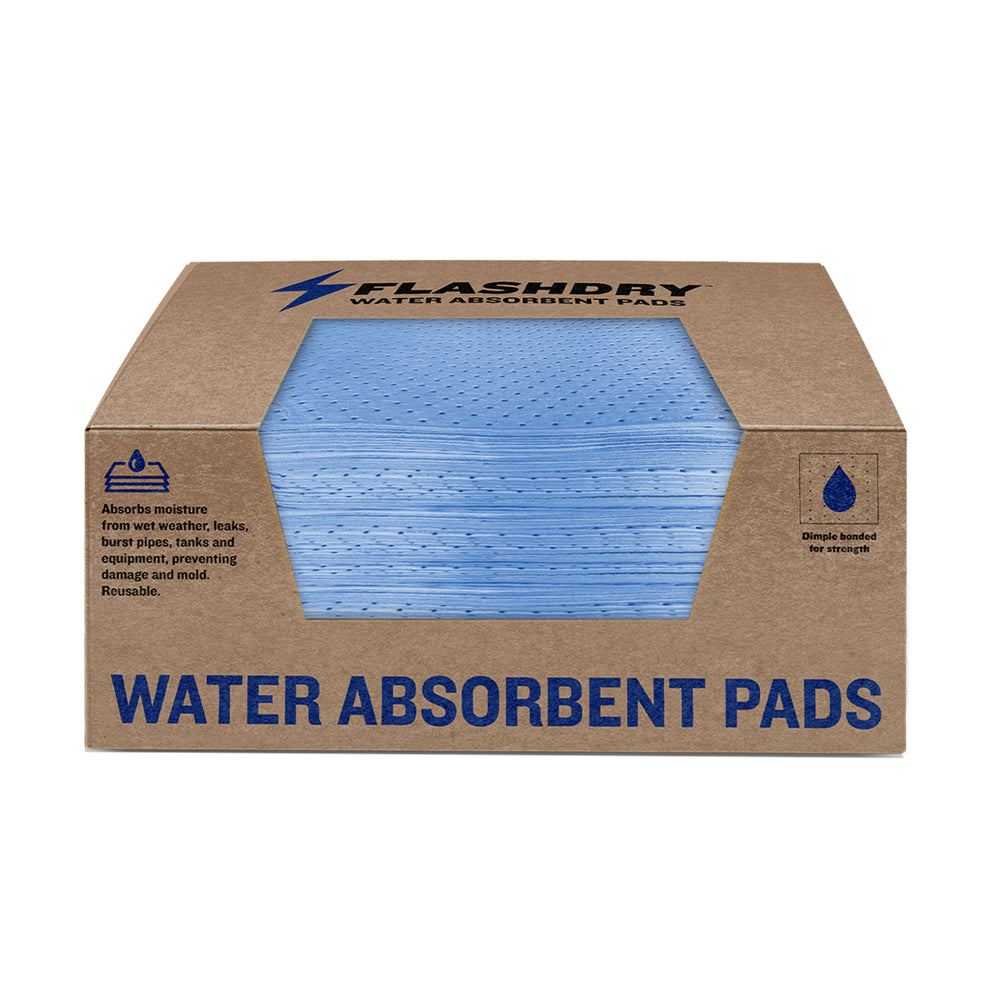 EarthSafe FDABPAD50WAT FlashDry Water Absorbent Spill Pads 50 per Box (17.5"x13.5") 300GSM