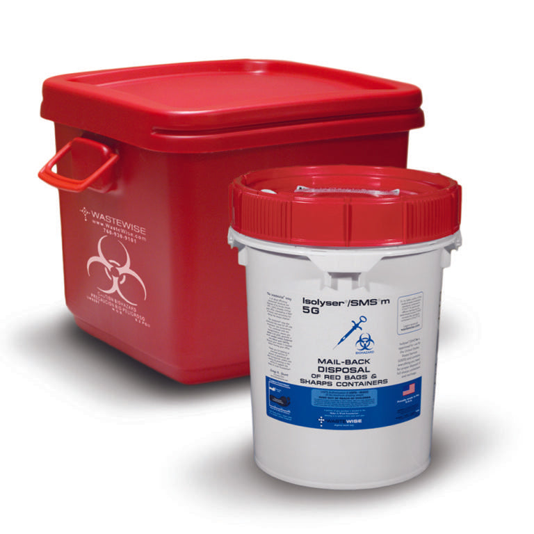 WMC SMSm 18G Isolyser®/SMS®m Mail-back Red Bag and Sharps Container Disposal 18 Gallons