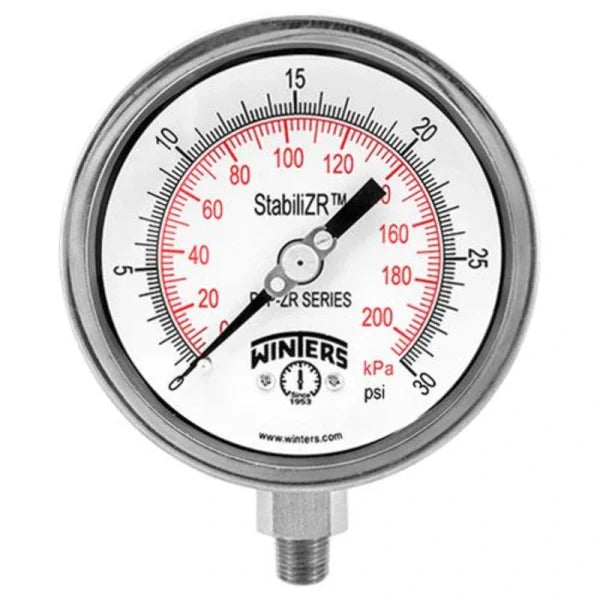 Winters Instruments PFQ813ZRR1 Pfq-Zr Stabilizr® Stainless Steel Pressure Gauge
