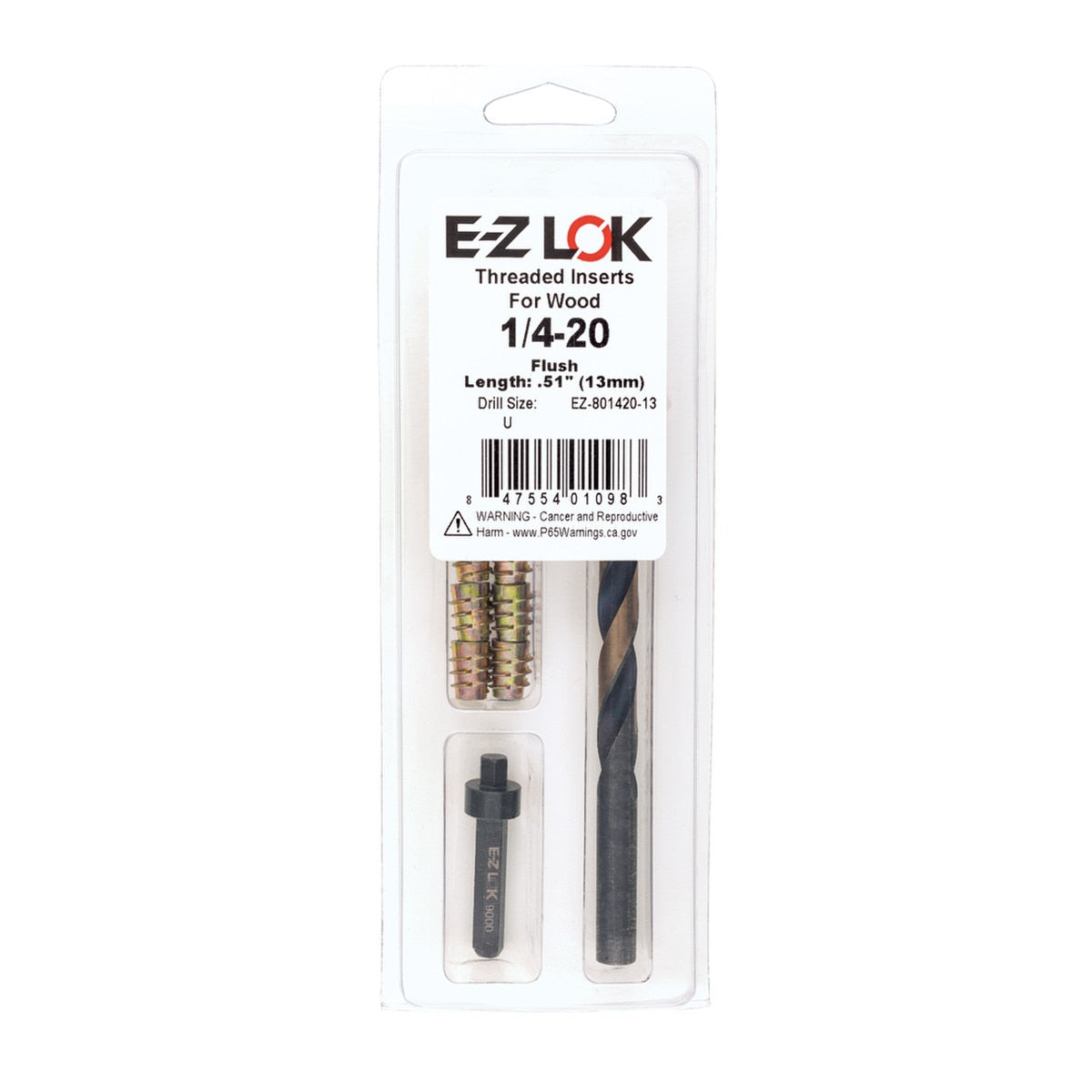 E-Z Hex™ Threaded Insert Installation Kit for Soft Wood - Flush - 1/4-20 x 13mm