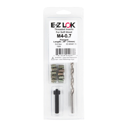 E-Z Hex™ Threaded Insert Installation Kit for Soft Wood - Flanged - M4-0.7 x 10mm