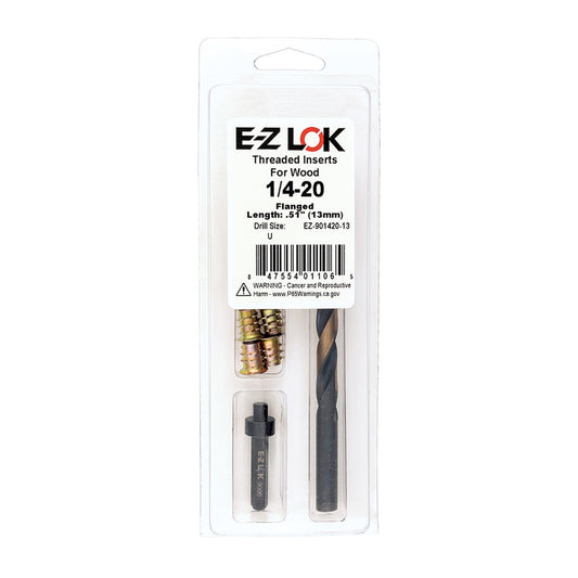 E-Z Hex™ Threaded Insert Installation Kit for Soft Wood - Flanged - 1/4-20 x 13mm