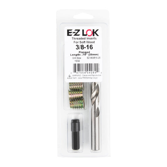 E-Z Hex™ Threaded Insert Installation Kit for Soft Wood - Flanged - 3/8-16 x 20mm