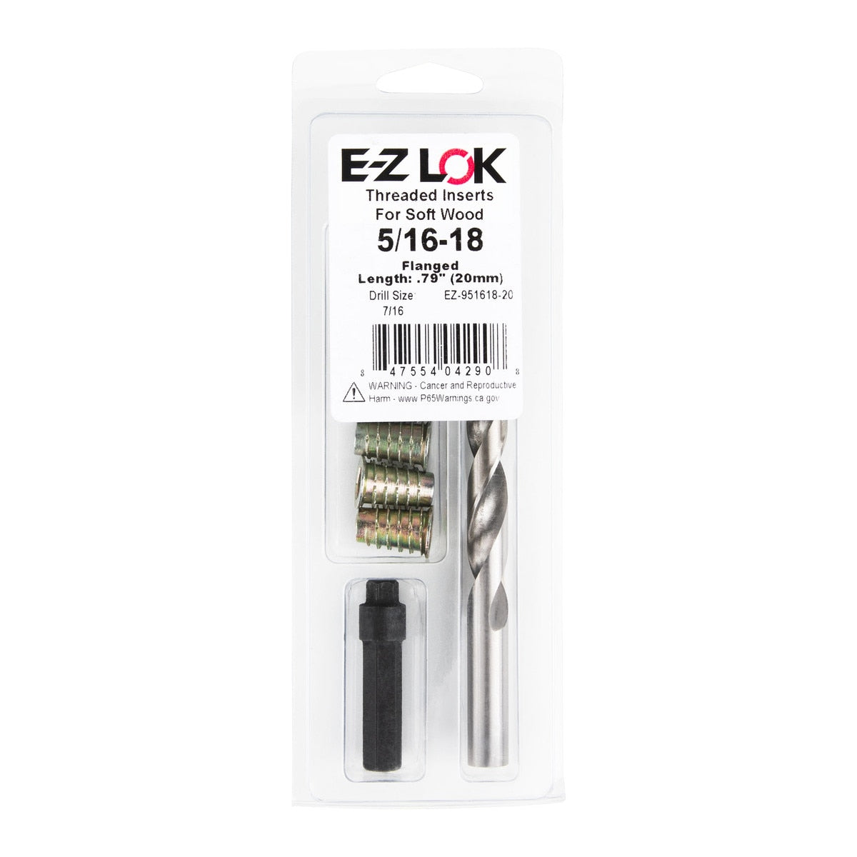 E-Z Hex™ Threaded Insert Installation Kit for Soft Wood - Flanged - 5/16-18 x 20mm