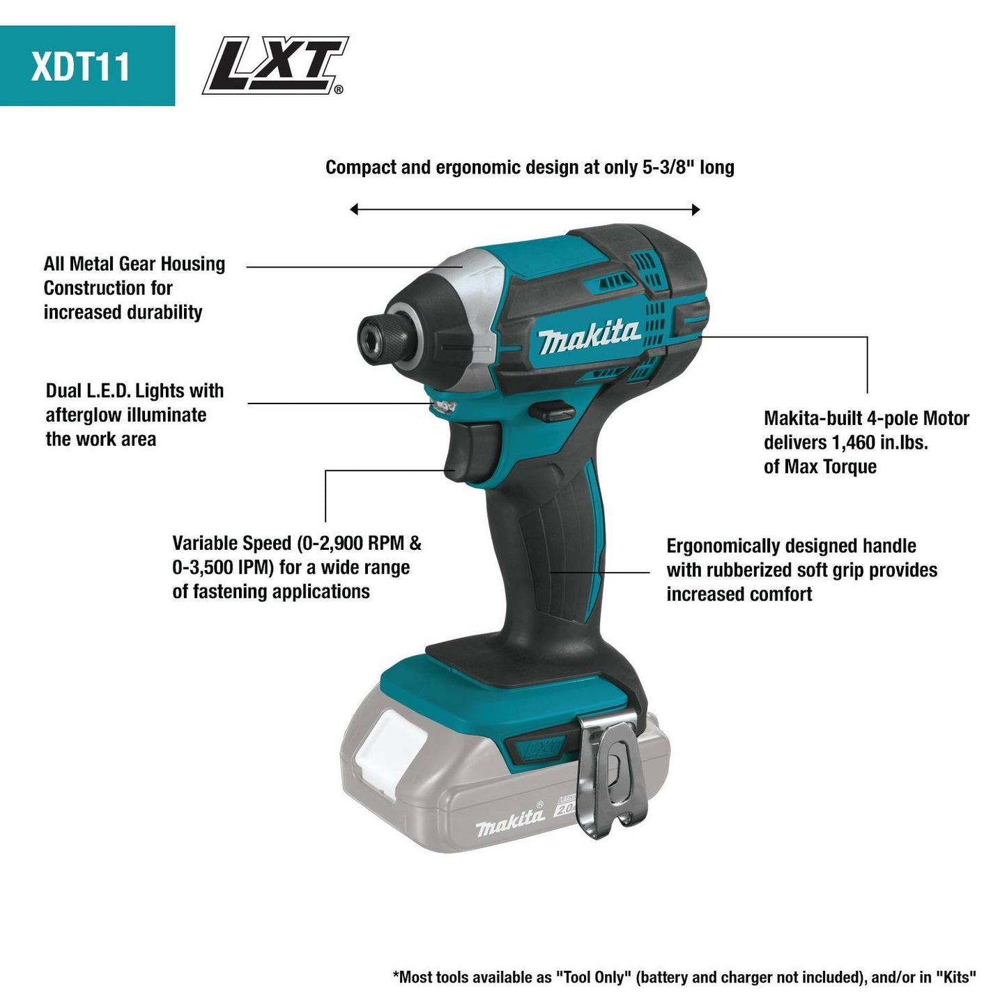 Makita XDT11SY 18V LXT® Lithium‘Ion Compact Cordless Impact Driver Kit (1.5Ah)