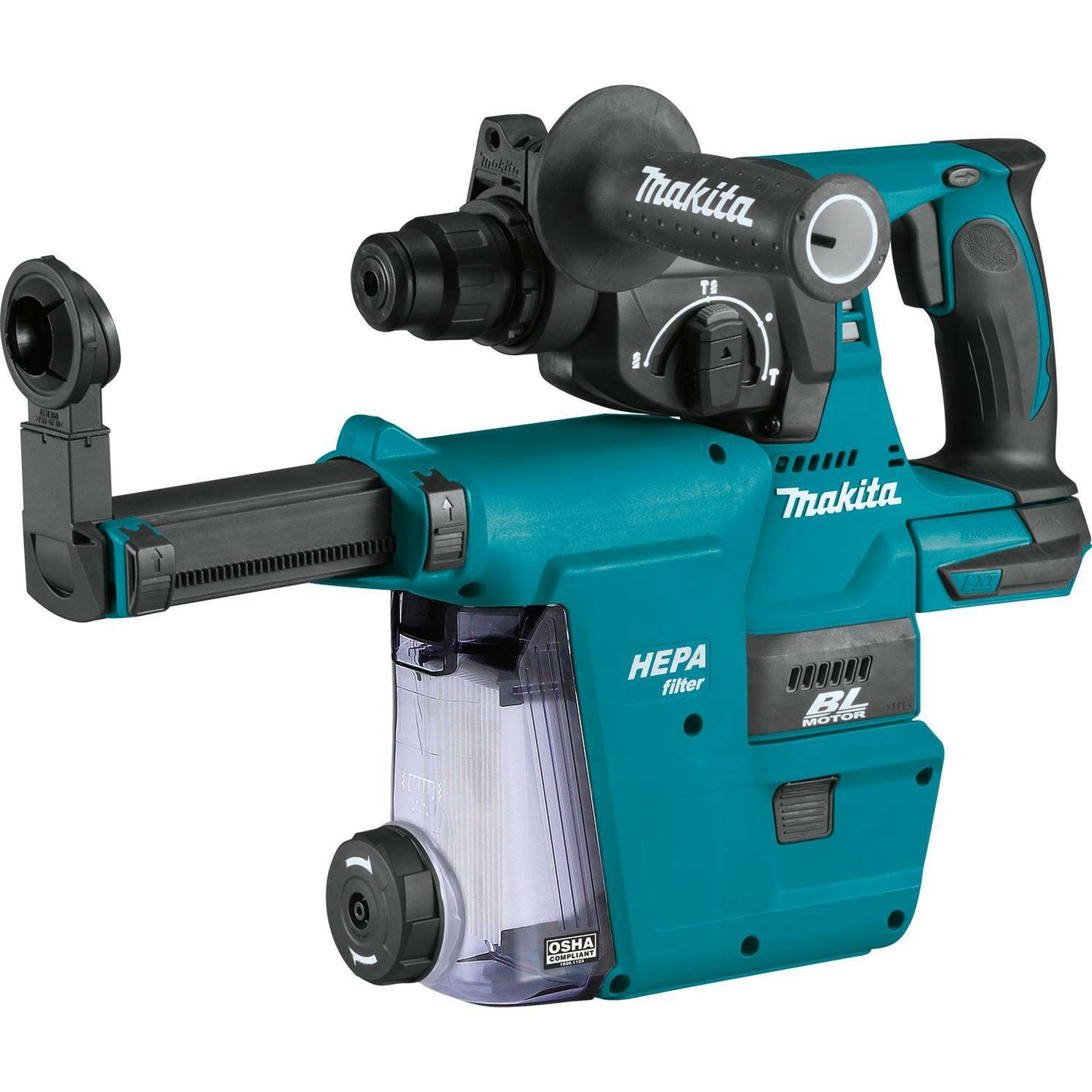 Makita XRH01ZWX 18V LXT® Lithium‘Ion Brushless Cordless 1" SDS‘PLUS Rotary Hammer, w/ HEPA Dust Extractor Attachment, Tool Only