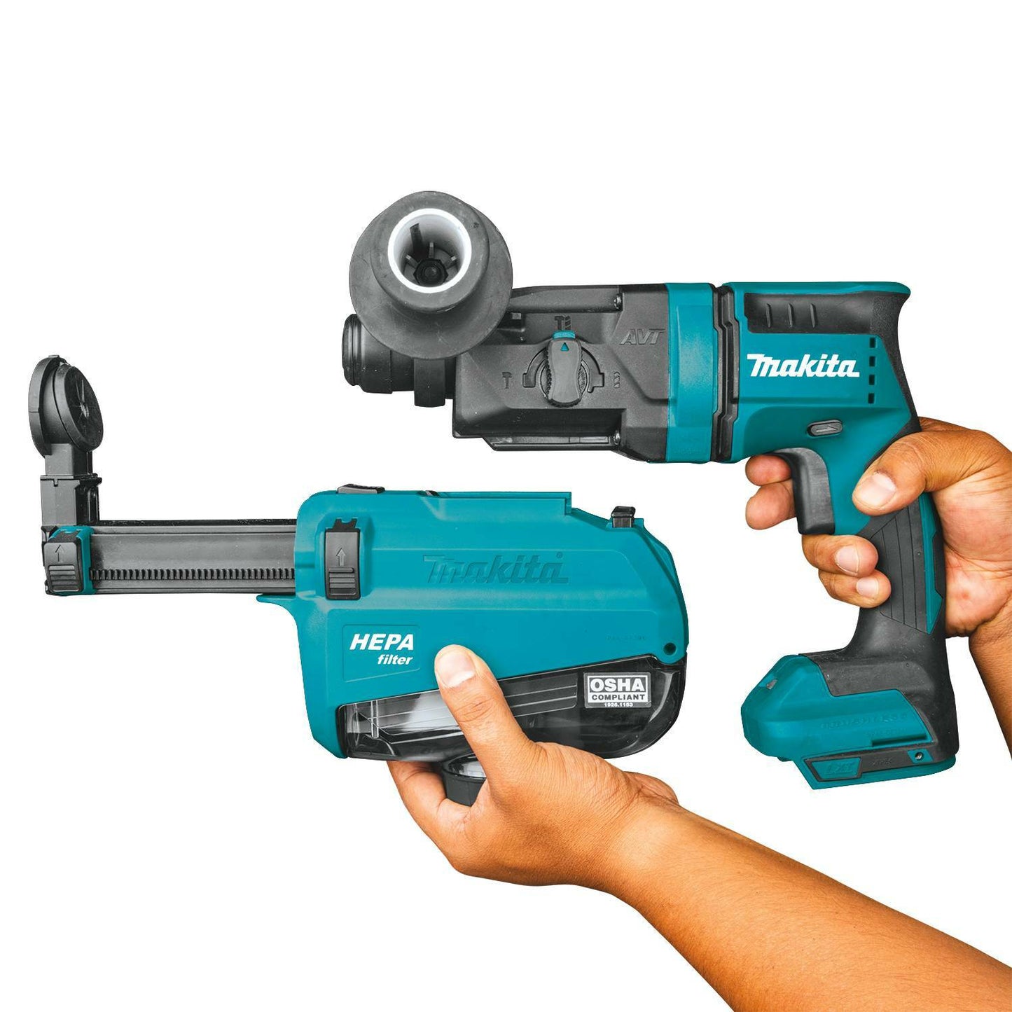 Makita XRH12ZW 18V LXT® Lithium‘Ion Brushless Cordless 11/16" SDS‘PLUS AVT® Rotary Hammer, w/ HEPA Dust Extractor, AWS® Capable, Tool Only