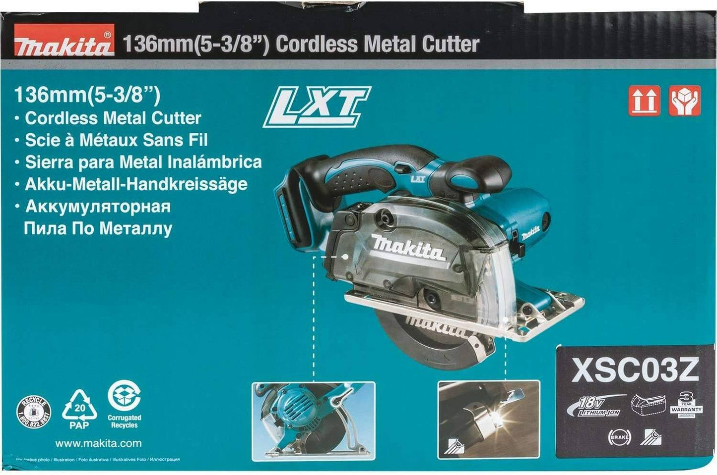 Makita XSC03Z 18V LXT® Lithium‘Ion Cordless 5‘3/8" Metal Cutting Saw, with Electric Brake and Chip Collector, Tool Only