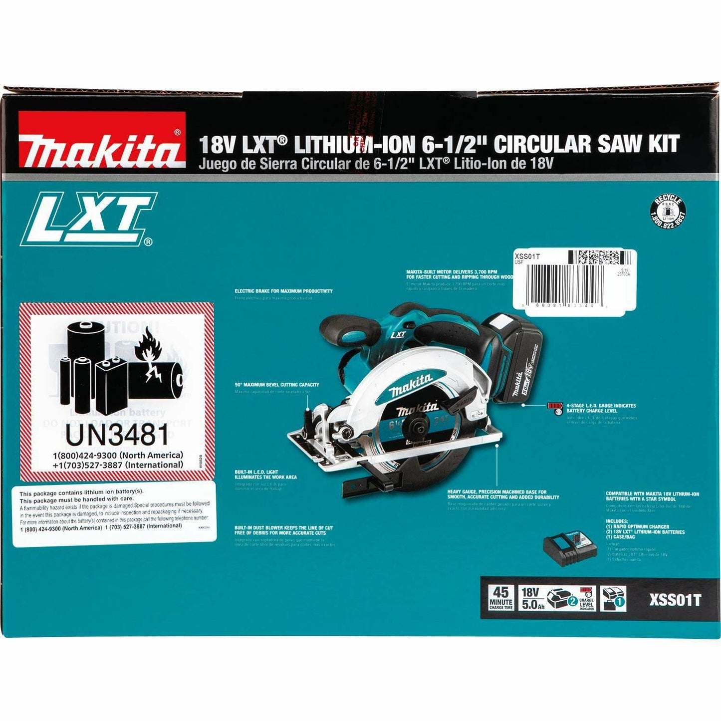 Makita XSS01T 18V LXT® Lithium‘Ion Cordless 6‘1/2" Circular Saw Kit (5.0Ah)