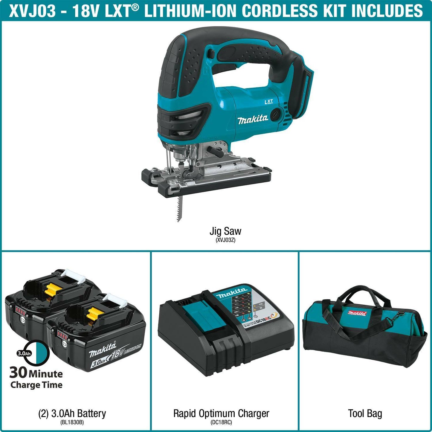 Makita XVJ03 18V Lxt® Lithiumion Cordless Jig Saw Kit