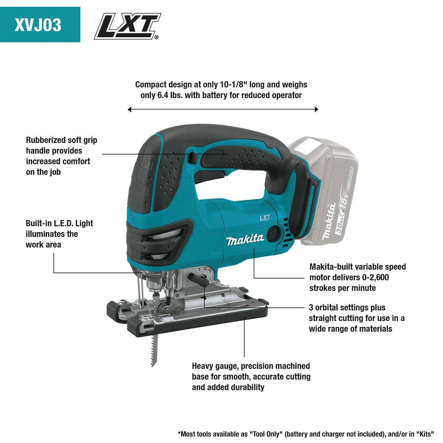 Makita XVJ03 18V Lxt® Lithiumion Cordless Jig Saw Kit