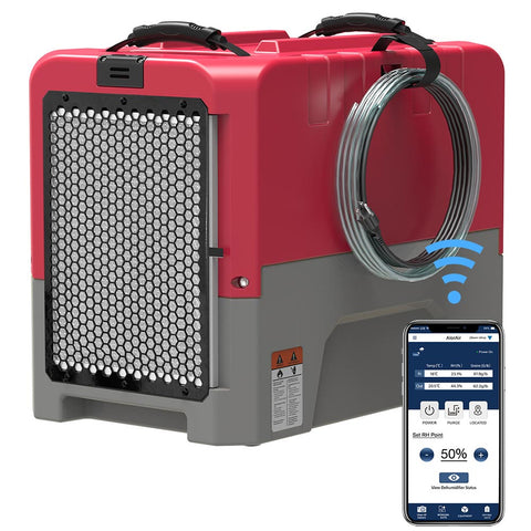 AlorAir Storm LGR Extreme Smart App Control 180PPD Commercial Dehumidifier for Crawl Space with Pump - Red