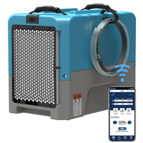 AlorAir Storm LGR Extreme Smart App Control 180PPD Commercial Dehumidifier for Crawl Space with Pump - Blue