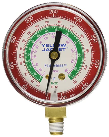 Yellow Jacket 49001 2 1/2" gauge, red pressure, 0-500 psi, R-12/22/502 (Â°F)Â 