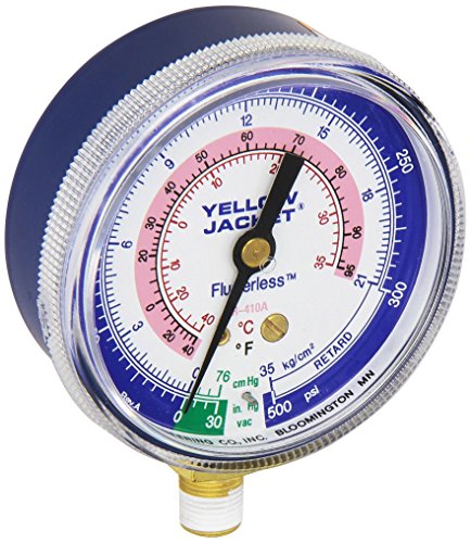 Yellow Jacket 49036 2 1/2" gauge, blue compound, 30"-0-300*** kg/cm2/psi, R-410A/32 (Â°F and Â°C)Â 