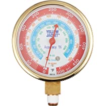 Yellow Jacket 49199 2-1/2" Brass pressure, 0 500 psi, R-22/134a/404A, certified gauge