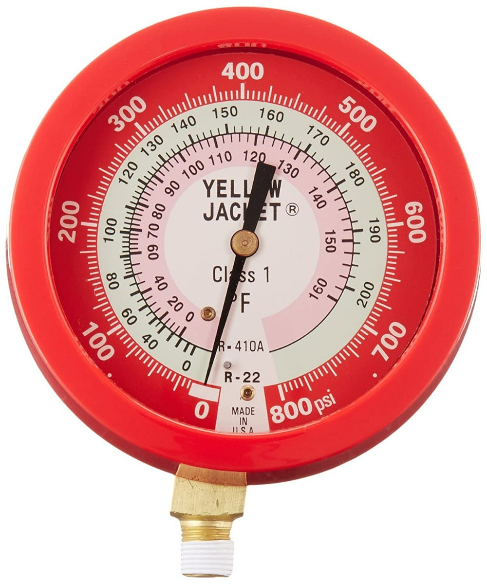 Yellow Jacket 49515 3-1/2" L/F, red pressure, 0-800 psi, R22/410A (Â°F)Â 