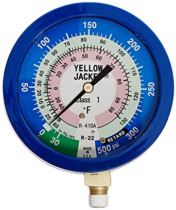 Yellow Jacket 49516 3-1/2" L/F, blue compound, 30"-0-300 psi, R22/410A (Â°F)Â 